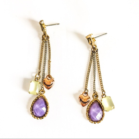 Juicy Couture Purple Teardrop Linear Drop Earrings - Picture 2 of 2